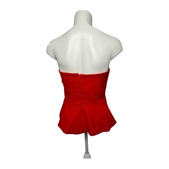 Adelyn Rae Red Strapless Peplum‎ Top Bow sz Small - Picture 3 of 7